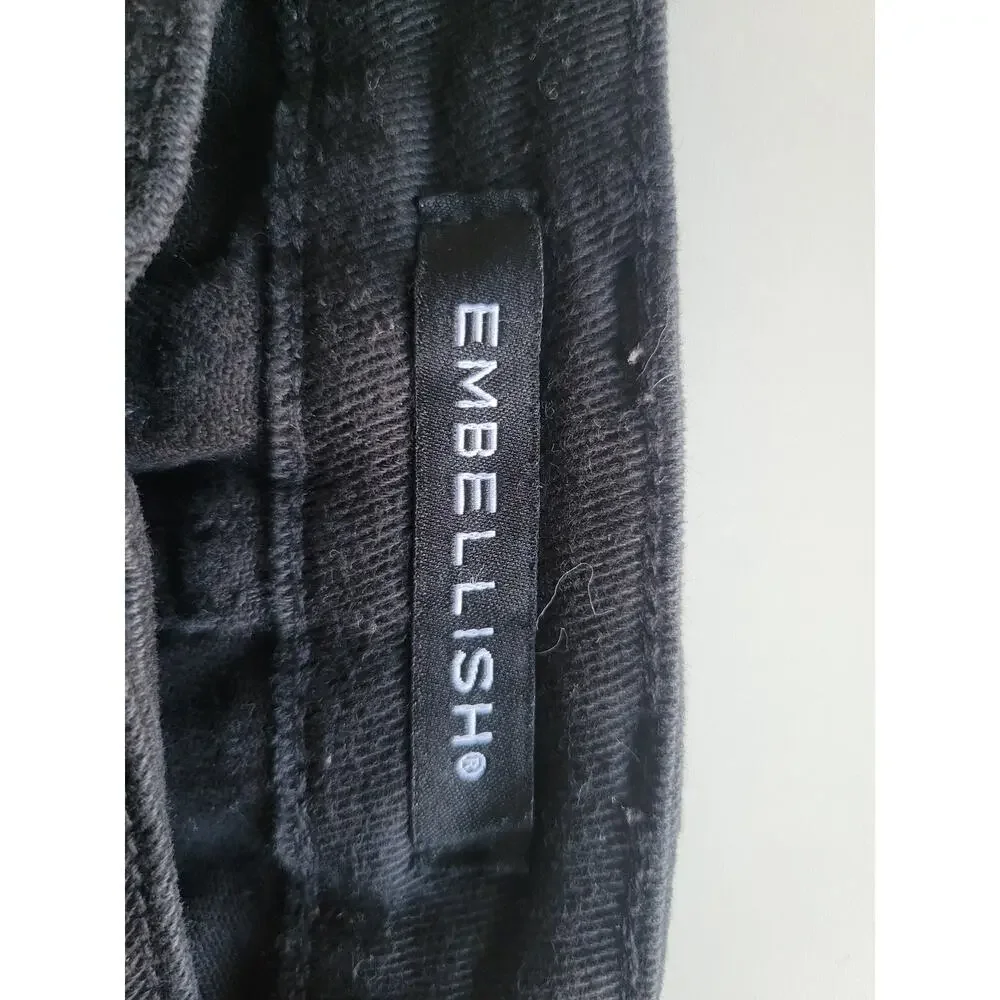 Embellish Mens Black Jeans Size 32 Red Paisley Embroidered Streetwear Skinny - Picture 6 of 6